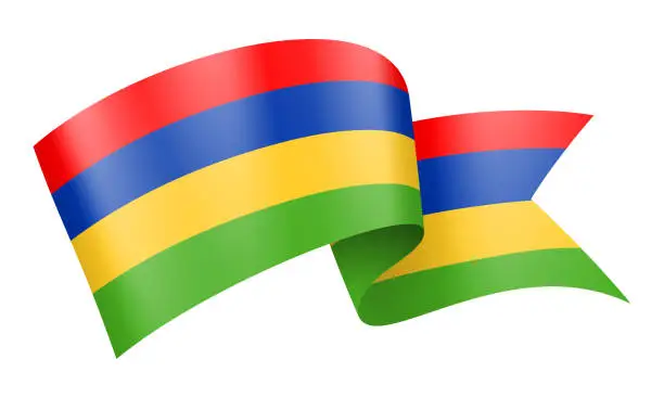 Vector illustration of Mauritius flag Ribbon - Vector Stock Illustration