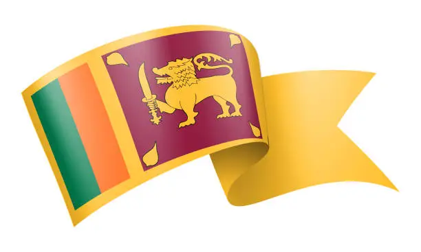 Vector illustration of Sri lanka flag Ribbon - Vector Stock Illustration