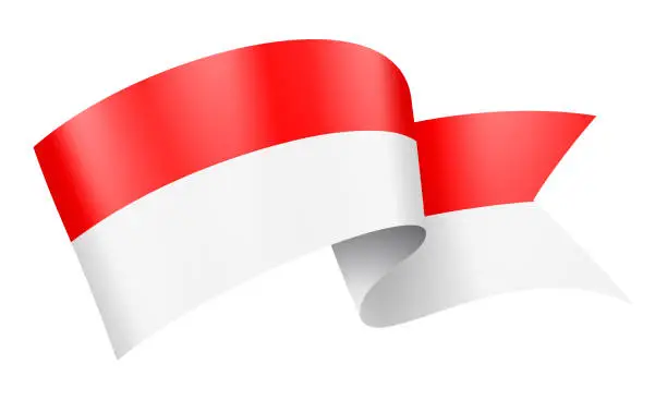 Vector illustration of Monaco flag Ribbon - Vector Stock Illustration