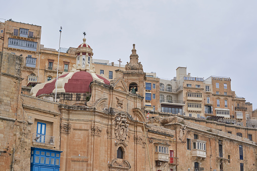 Valetta, Malta - June 6, 2023: Historic Church of Our Lady of Liesse in the city of Valetta in Malta