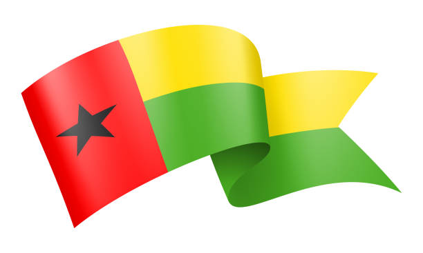 guinea-bissau-flaggenband - vektor stock-illustration - guinea bissau flag stock-grafiken, -clipart, -cartoons und -symbole