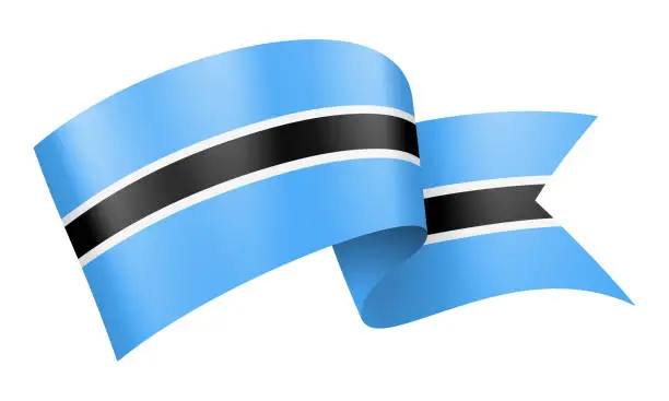 Vector illustration of Botswana flag Ribbon - Vector Stock Illustration