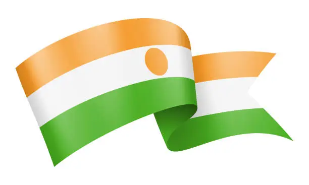 Vector illustration of Niger flag Ribbon - Vector Stock Illustration