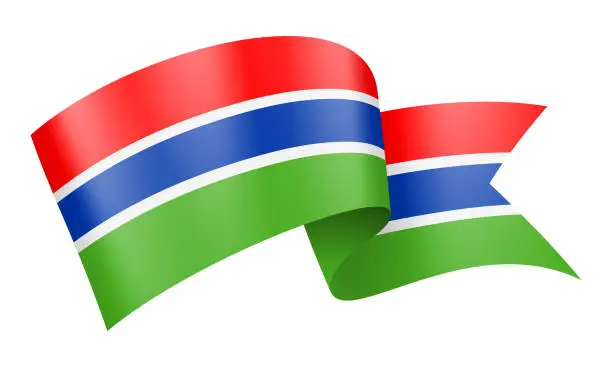 Vector illustration of Gambia flag Ribbon - Vector Stock Illustration