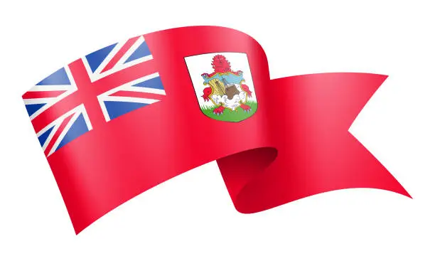 Vector illustration of Bermuda flag Ribbon - Vector Stock Illustration