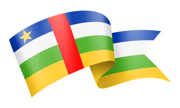 Vector illustration of Central African Republic flag Ribbon - Vector Stock Illustration