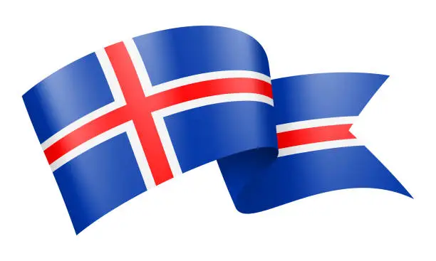 Vector illustration of Iceland flag Ribbon - Vector Stock Illustration