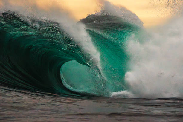 istock Aqua-marine ocean wave breaking powerfully over shallow reef in golden light 1509514909