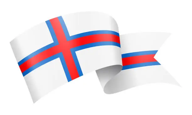 Vector illustration of Faroe Islands flag Ribbon - Vector Stock Illustration
