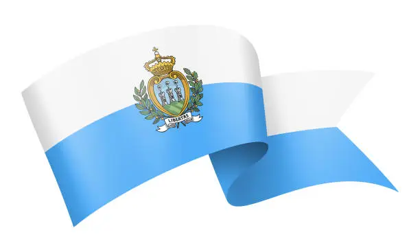 Vector illustration of San Marino flag Ribbon - Vector Stock Illustration