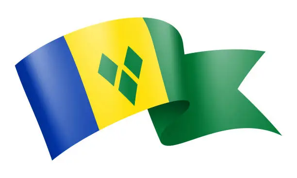 Vector illustration of Saint Vincent and the Grenadines flag Ribbon - Vector Stock Illustration