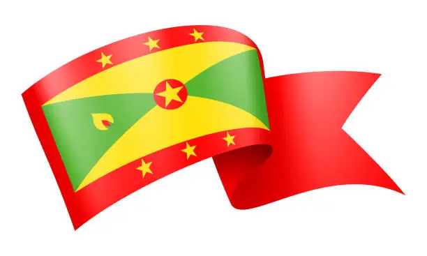 Vector illustration of Grenada flag Ribbon - Vector Stock Illustration