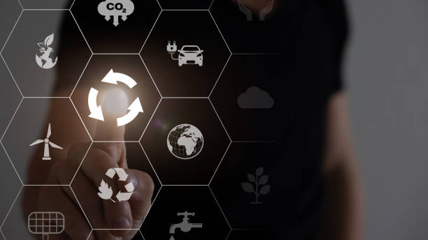 istock Business value chain and sustainability. LCA, Life cycle assessment . Positive environmental impact to value chain product. Carbon footprint reduction. ISO LCA standard aims to limit climate change. 1509526328