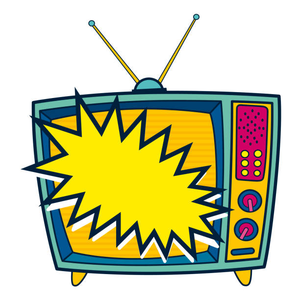 istock Comic retro tv icon in pop art retro comic style. Cartoon vintage 70s, 80s television. Vector illustration 1509530136