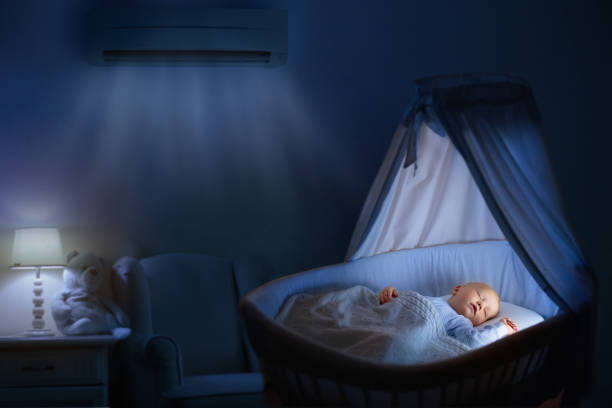 istock Air conditioner in bedroom. Kids room climate 1509554853