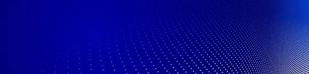 Vector illustration of Dark blue dots in 3D perspective vector abstract background, multimedia internet information theme, wave stream of science technology or business blank template for ads.