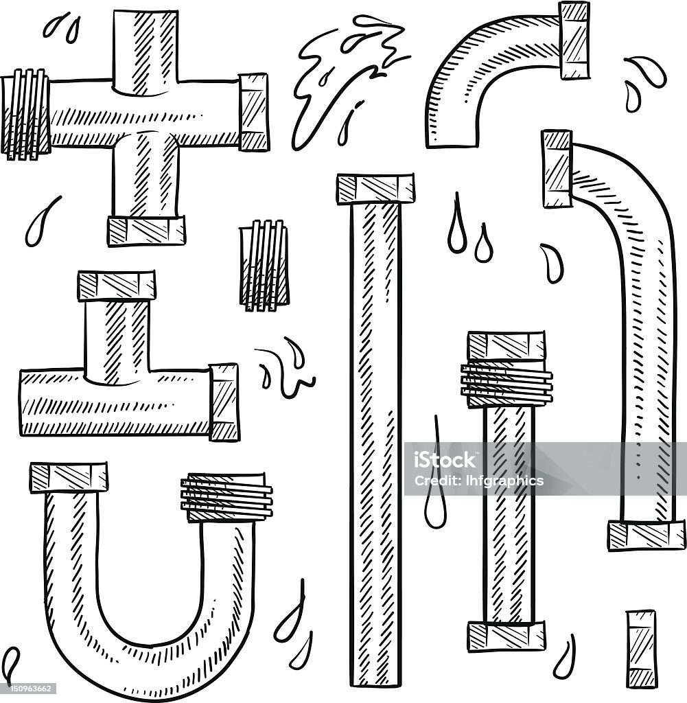 Tuberías de fontanería vector boceto - arte vectorial de Tubería libre de derechos