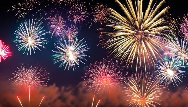 istock Colorful fireworks in the night sky 1509645904