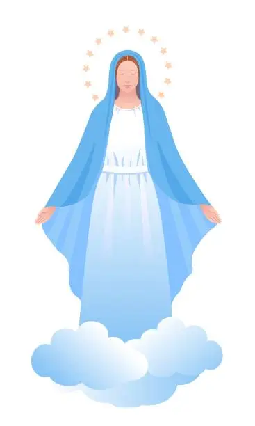Vector illustration of Vector illustration for the Christian community: Mother of God or Holy Mary Mother of God. Can be used to decorate the Assumption, Nativity or the Nativity of the Blessed Virgin Mary.