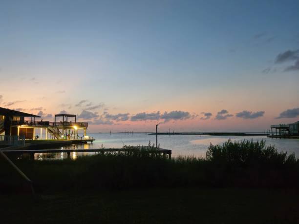 Beach Homes After Sunset In Galveston Bay