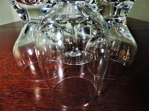 antique glassware in a thrift store