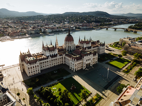 Aerial view of Hungarian parliament building