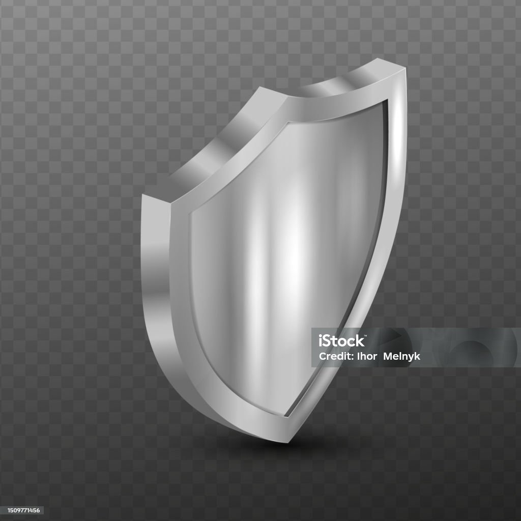 Metallic Shield Vector Metal Silver Shield Stock Illustration - Download Image Now ...