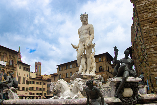 The Fountain Of Neptune situated in the Piazza della Signoria. The fountain was designed by Baccio Bandinelli, but created by Bartolomeo Ammannati.
