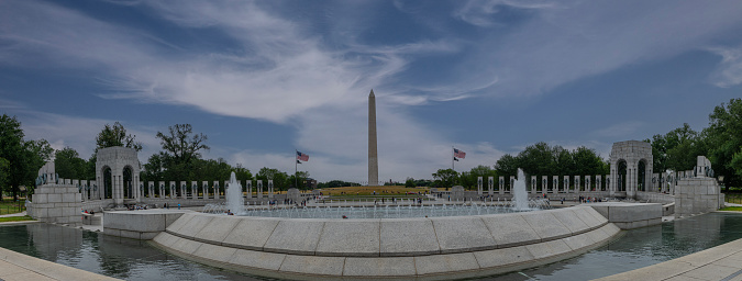 National Mall WWII and the National Monument with water feature ￼