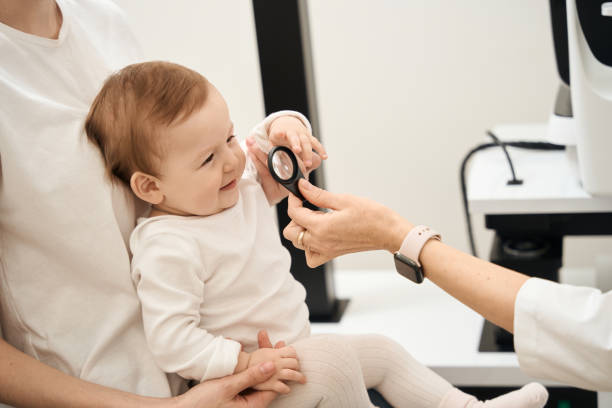 istock Experienced pediatric ophthalmologist examining baby eyes during consultation 1509855272