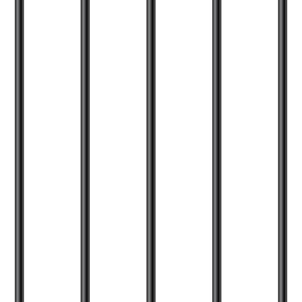 istock Black realistic metal prison bars isolated on white background. Detailed jail cage, prison iron fence. Criminal background mockup. Vector illustration 1509865752