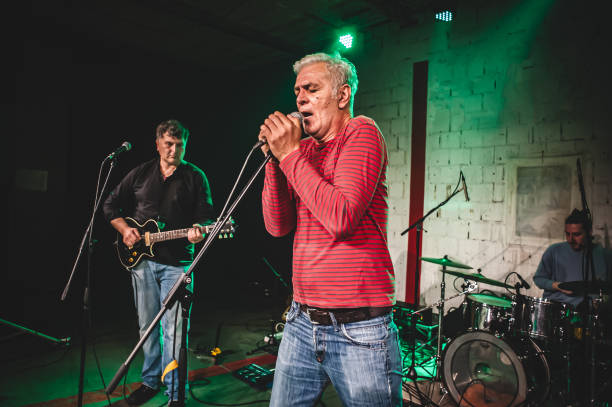 Singer man singing in a music concert