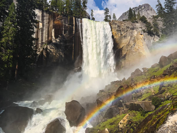 istock Waterfall with rainbow, Vernal falls, Yosemite national park 1509916352
