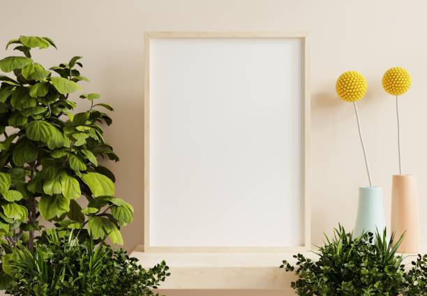 istock Poster mockup with vertical wooden frame in home interior background. 1509916570