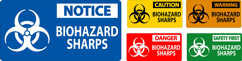 Label Biohazard Benda Tajam Biohazard Ilustrasi Stok - Unduh Gambar