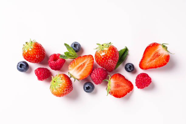 istock Strawberry, raspberry and blueberry on white background 1509991640