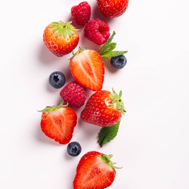 istock Strawberry, raspberry and blueberry on white background 1509991681