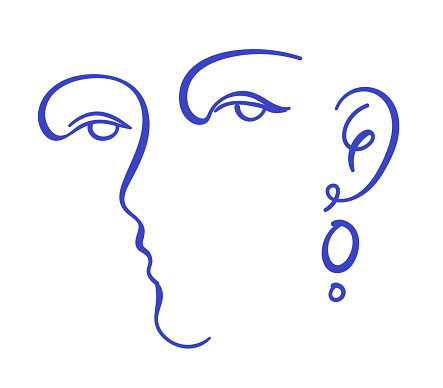 Continuous one line drawing abstract face