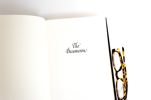 Book Open to Title Page: The Decameron