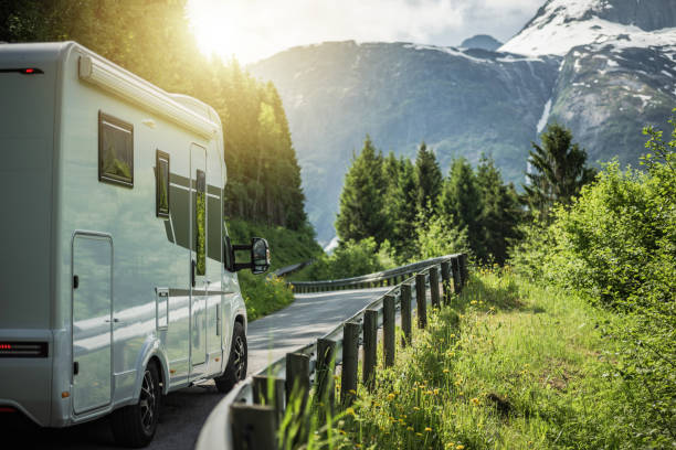 istock Modern Semi Integral Camper Van on the Scenic Norwegian Route 1510001938