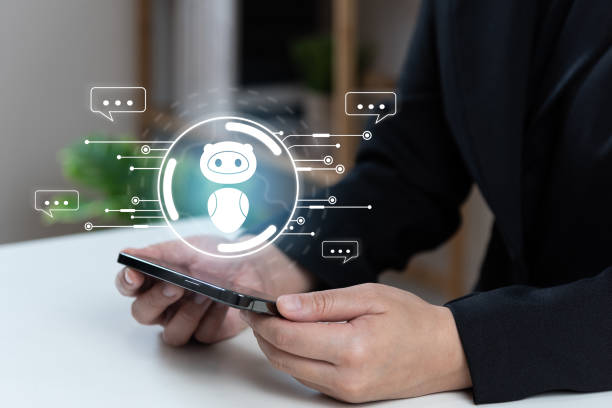 istock AI tech with chatbot, businessman using mobile phone to communicate with AI and ask business questions icons, artificial intelligence solves human problems for users to achieve intelligent results. 1510053827