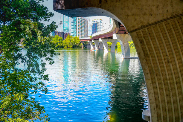 Pedestrian Bridge over Ladybird Lake Austin Texas.