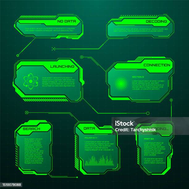 Green Futuristic Hud Ui Elements Scifi User Interface Text Boxes ...