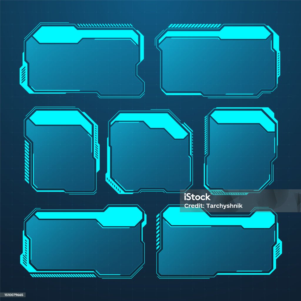 Blue Futuristic Hud Or Ui Elements Scifi User Interface Text Boxes ...