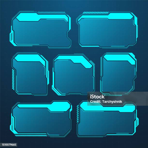 Blue Futuristic Hud Or Ui Elements Scifi User Interface Text Boxes ...