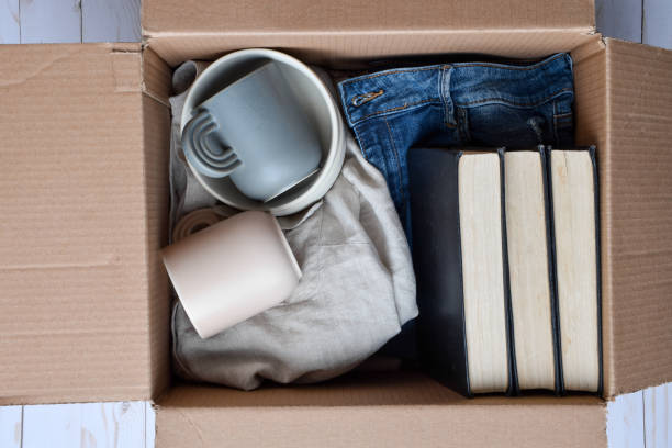 istock Cardboard box with used secondhand thrifted or donation items 1510085852