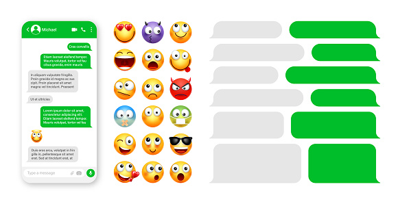 I See Text Smartphone Messaging App User Interface Design With Emoji Sms Text ...