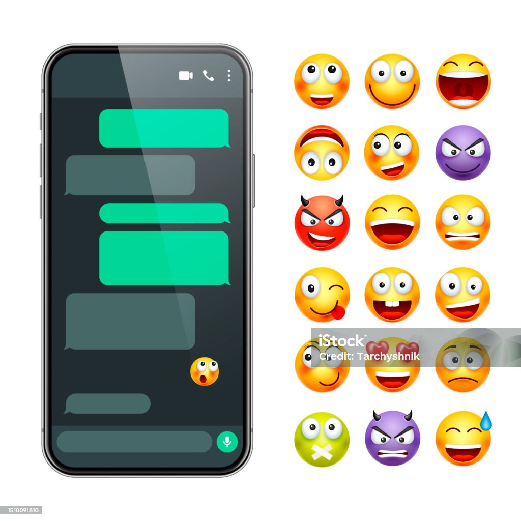 Texting App Background Smartphone Messaging App User Interface With Emoji Sms Text Frame Chat ...