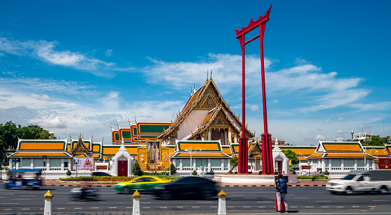 Landmark Wat Suthat Buddhist Temple in Bangkok Thailand