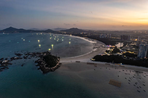 istock The coastline and town at dusk 1510126333